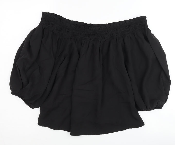 Superdry Women Black Off Shoulder Top UK 12