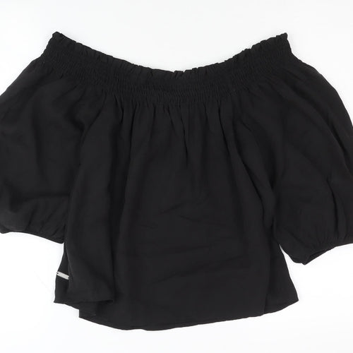 Superdry Women Black Off Shoulder Top UK 12