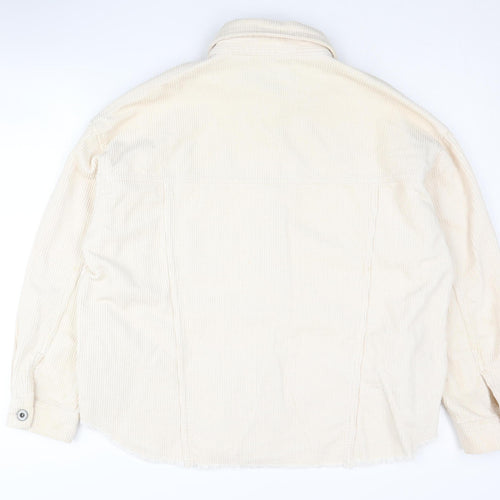 Zara Women's Beige Corduroy Button-Up Shirt - Size S
