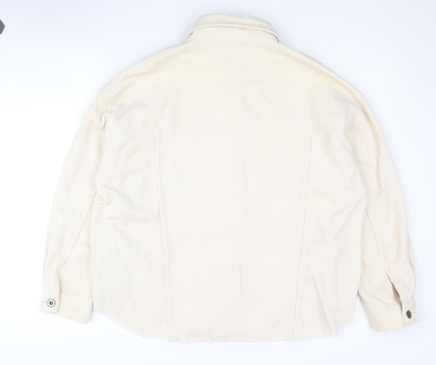 Zara Women's Beige Corduroy Button-Up Shirt - Size S