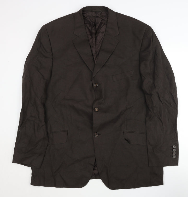 Linea Men's Brown Linen Blazer 46 Regular