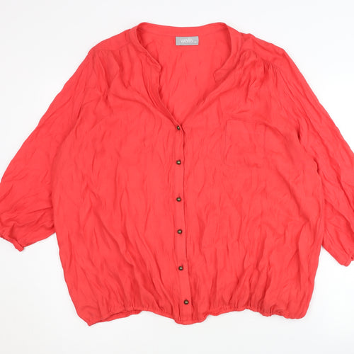 Wallis Women's Red XL Blouse Casual Button 3/4 Sleeve