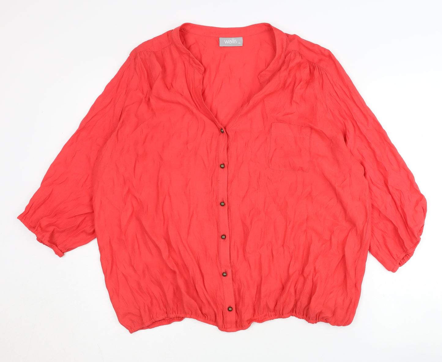 Wallis Women's Red XL Blouse Casual Button 3/4 Sleeve