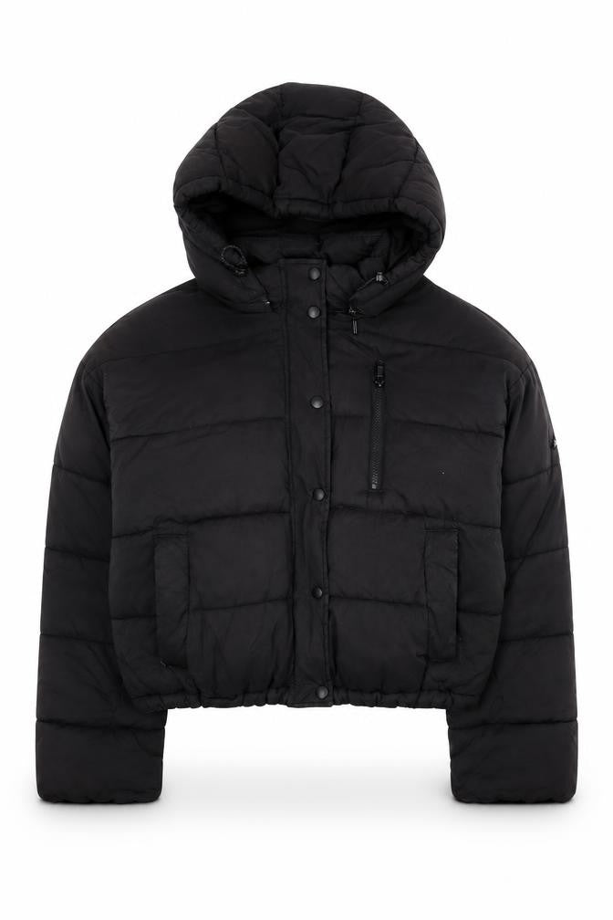 Front view of Urban Outfitters Women's Black Puffer Jacket L