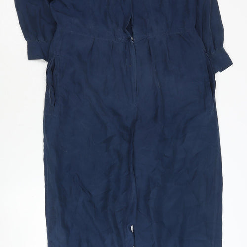 New Fast Women's Blue Silk Coverall Jumpsuit Size 8