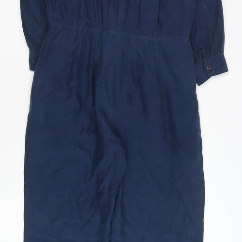 New Fast Women's Blue Silk Coverall Jumpsuit Size 8