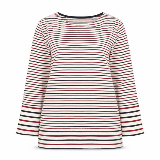Front view of Warehouse Women Multicoloured Striped Top, size 10