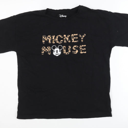 Disney Girls Black Mickey Mouse Graphic T-Shirt - Size 146