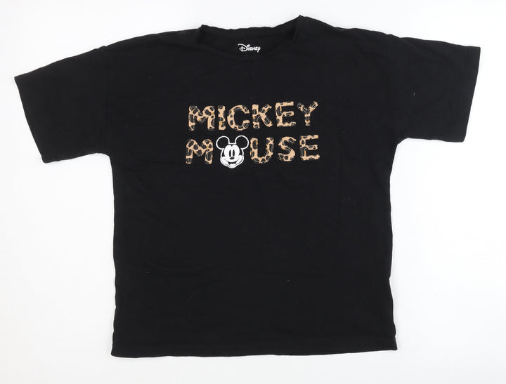 Disney Girls Black Mickey Mouse Graphic T-Shirt - Size 146