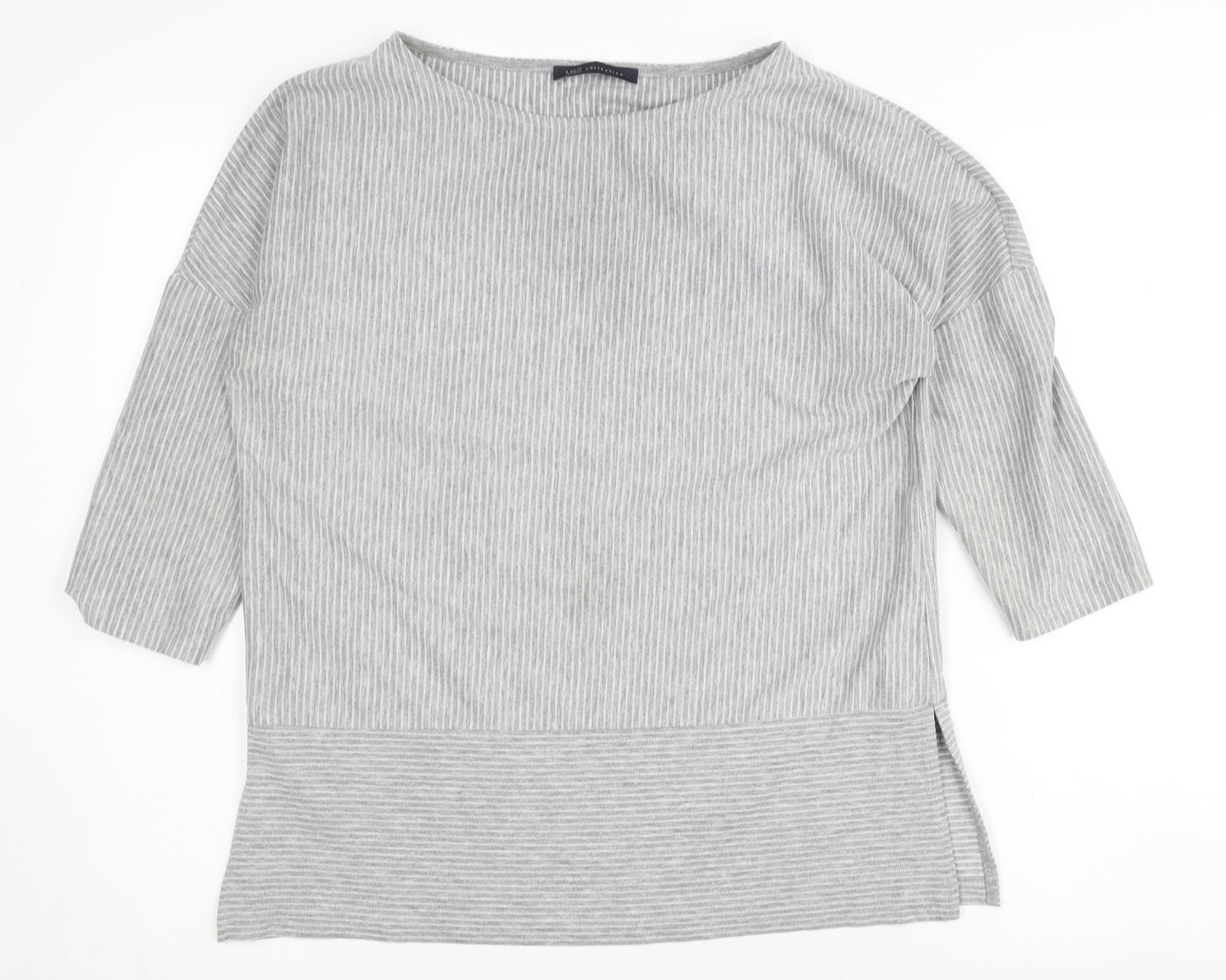 Marks and Spencer Women's Grey Striped Pullover Jumper Size 10
