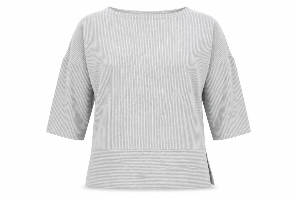 Front view of Marks & Spencer Women's Grey Striped jumper, size 10