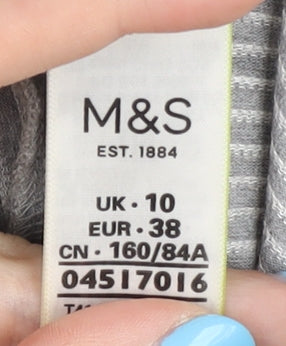 Marks and Spencer Women's Grey Striped Pullover Jumper Size 10