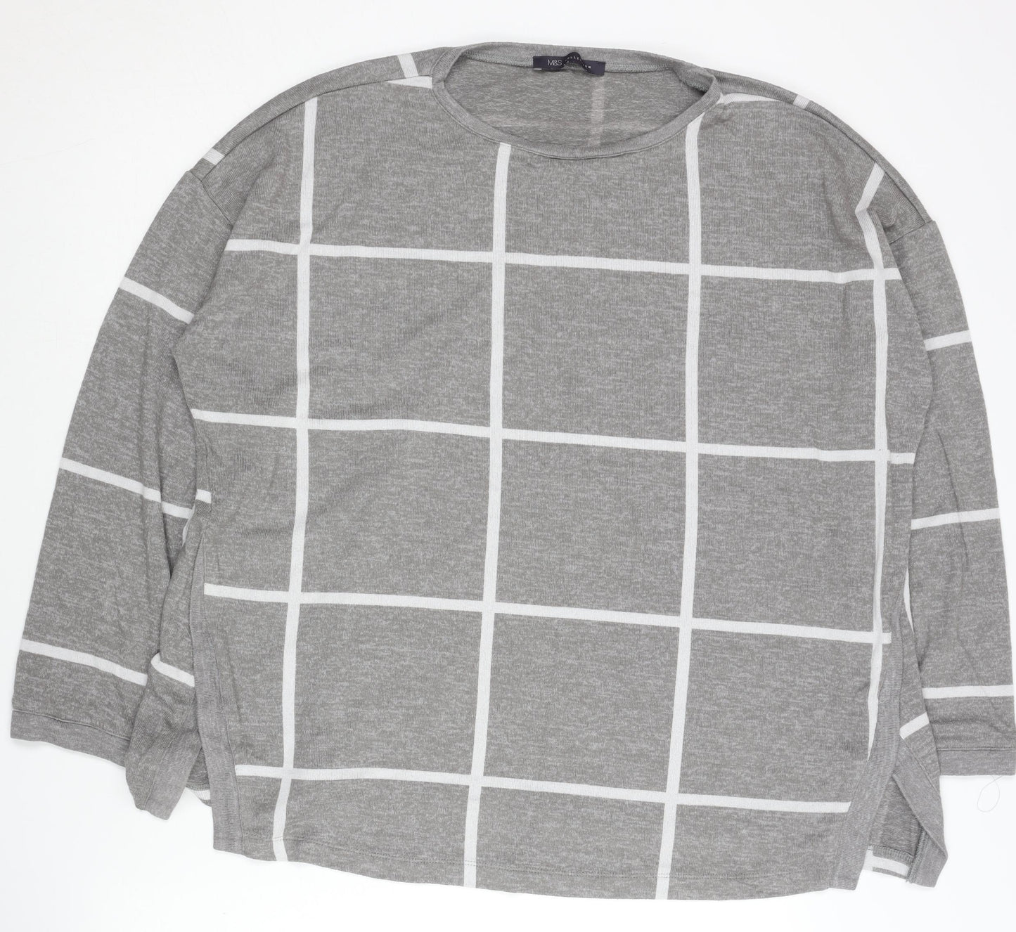 Marks and Spencer Women's Grey Check Pullover Jumper UK 20
