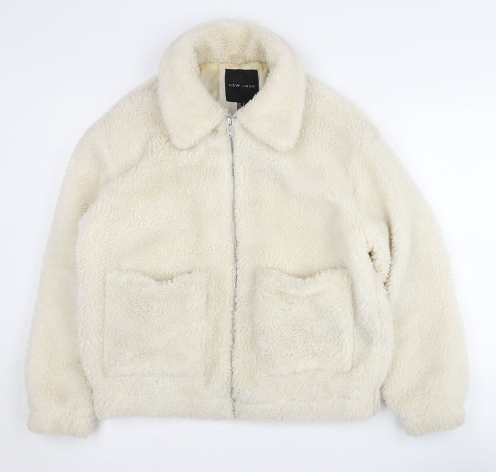 New Look Women's Ivory Bomber Jacket, Size S