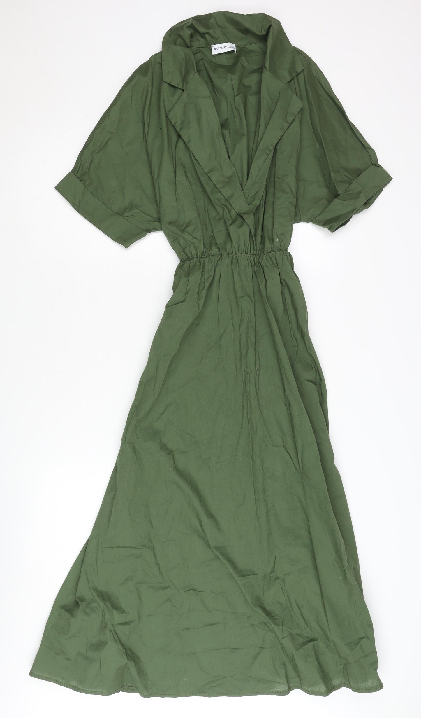 Blue Navy Women's Green Shirt Dress, L, Casual Style