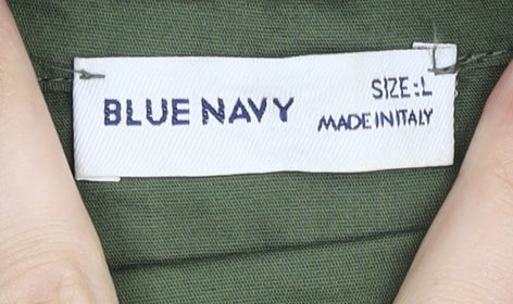 Blue Navy Women's Green Shirt Dress, L, Casual Style