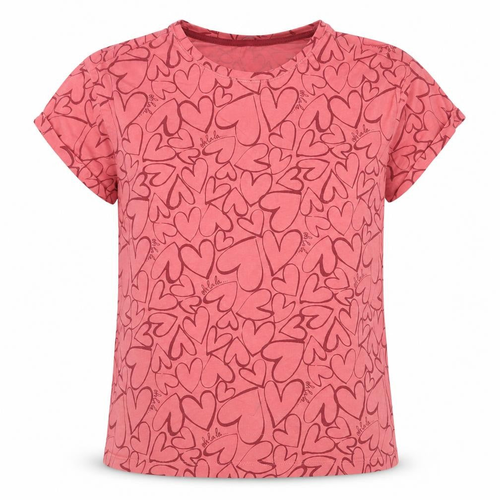 Front view of Marks & Spencer Pink Heart Print T-Shirt M