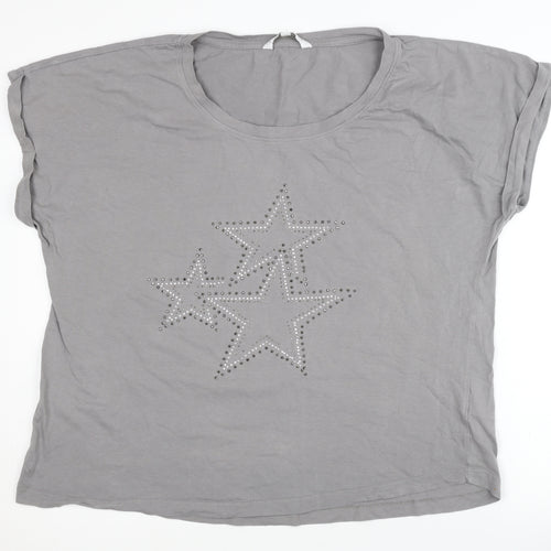 Amara Reya Women's Grey Studded T-Shirt Size 20