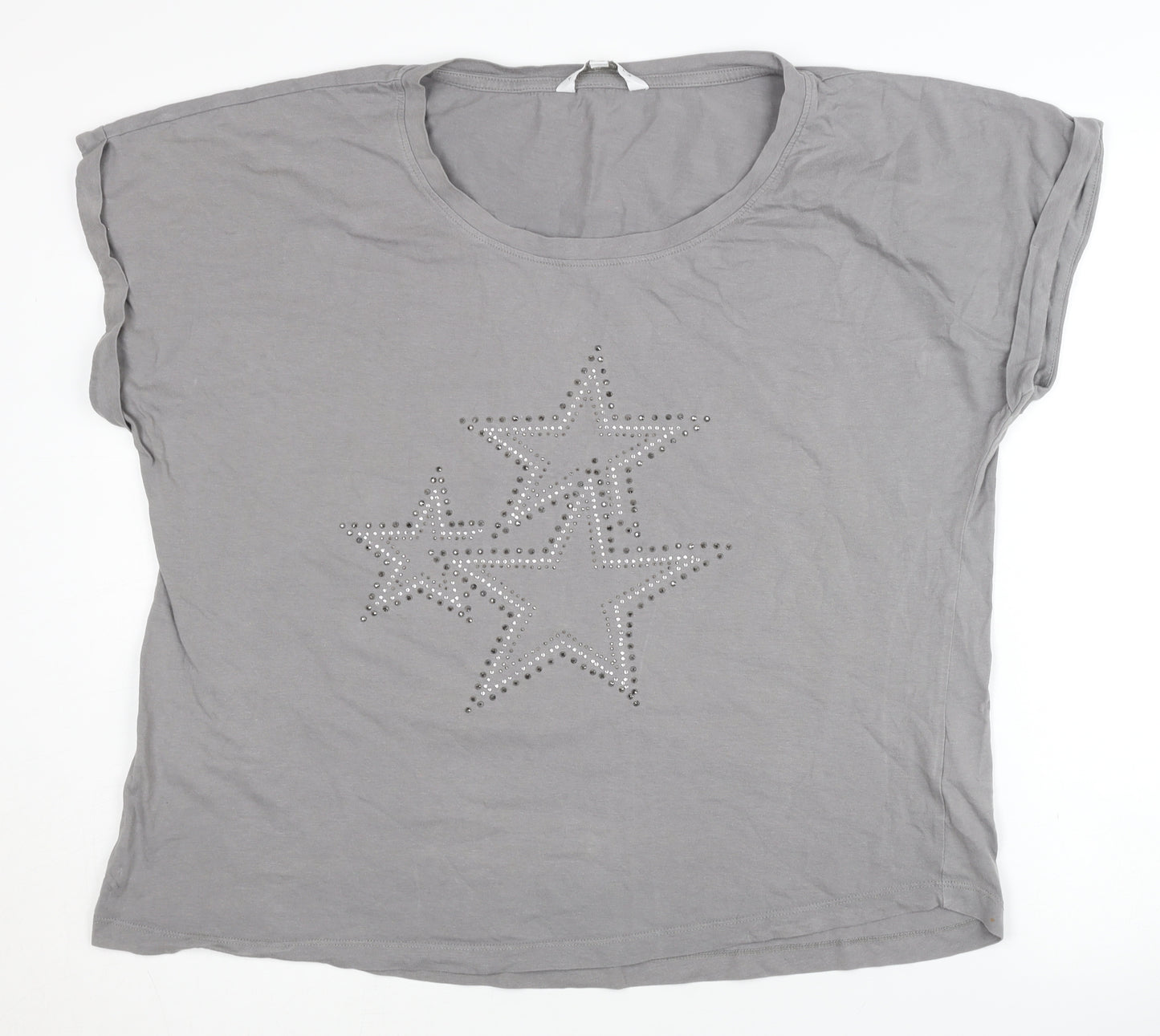 Amara Reya Women's Grey Studded T-Shirt Size 20