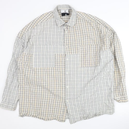Collusion Men's Beige Check Long Sleeve Shirt M
