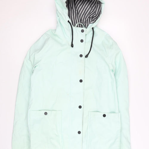 Topshop Women's Green Petite Rain Coat Size 6, Hooded