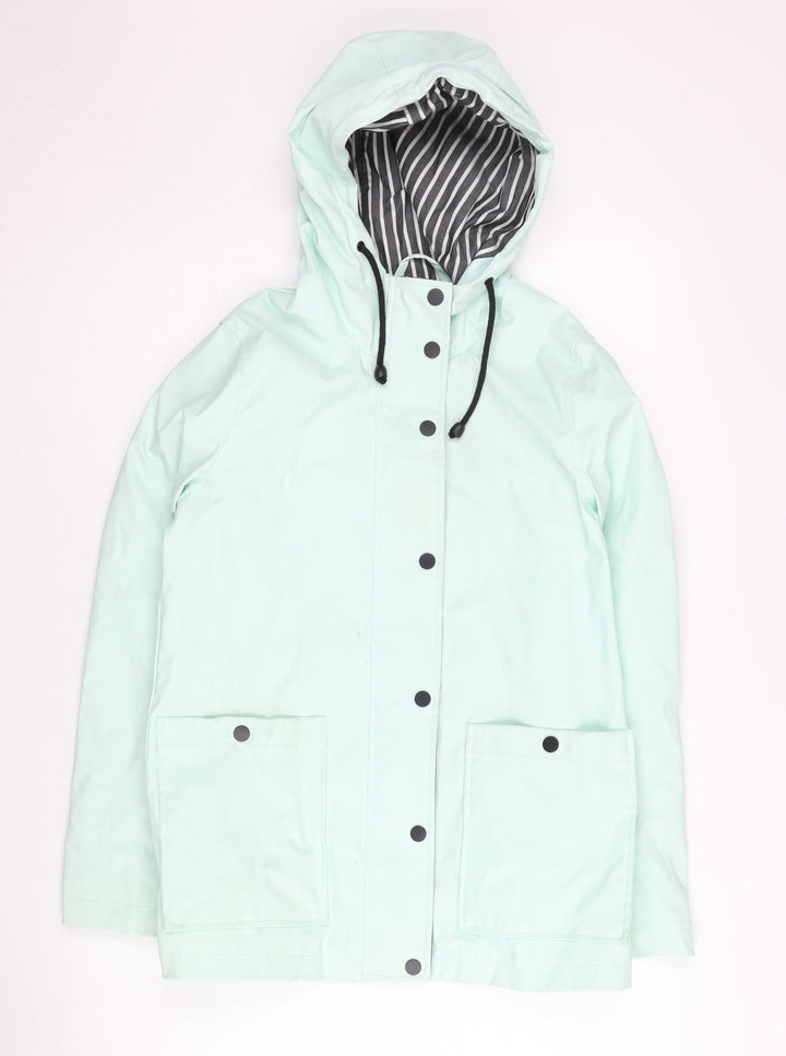 Topshop Women's Green Petite Rain Coat Size 6, Hooded