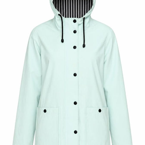 Topshop Women's Green Petite Rain Coat Size 6, Hooded