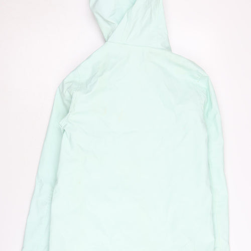 Topshop Women's Green Petite Rain Coat Size 6, Hooded