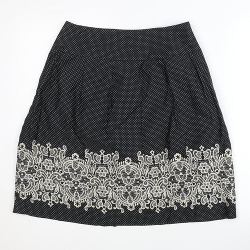 Ann Taylor Loft Women's Black Embroidered Skirt 4P