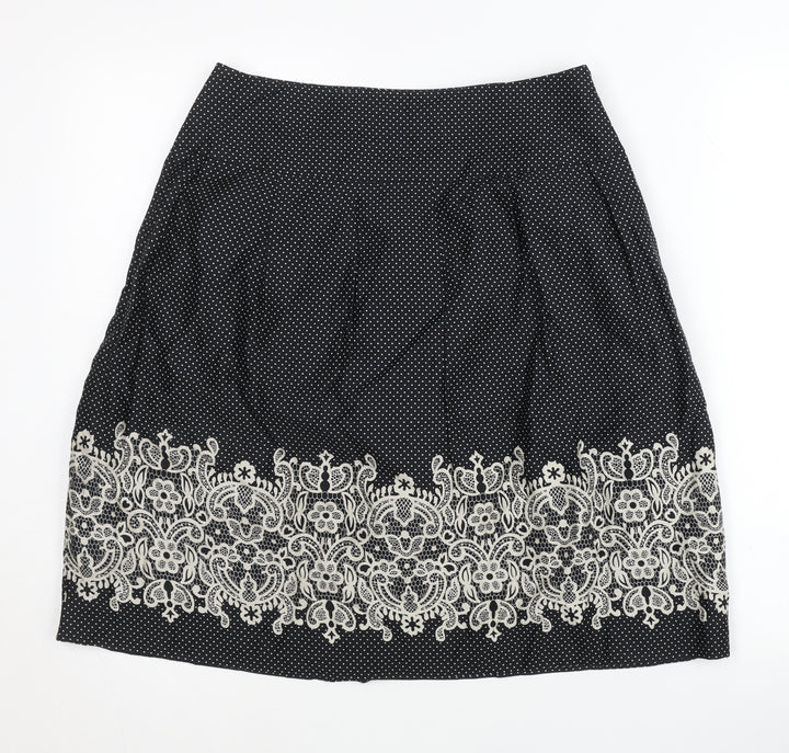 Ann Taylor Loft Women's Black Embroidered Skirt 4P