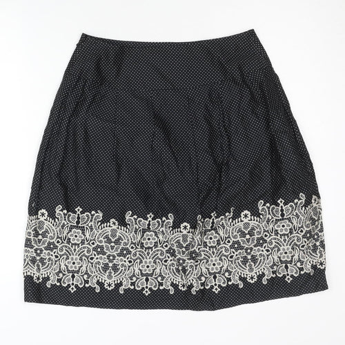 Ann Taylor Loft Women's Black Embroidered Skirt 4P