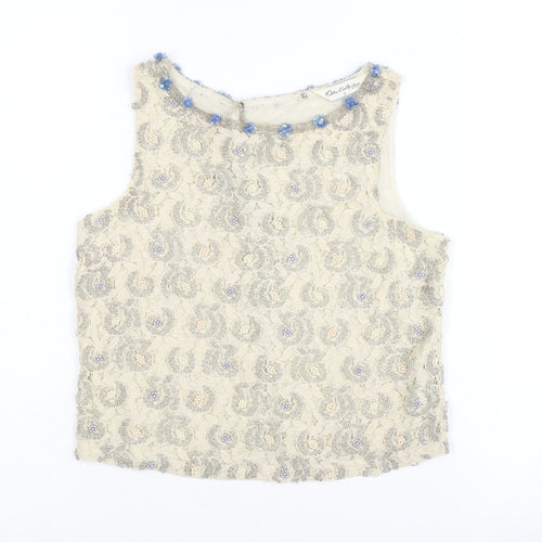Miss Selfridge Ivory Beaded Sleeveless Top UK 6