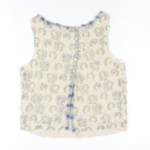 Miss Selfridge Ivory Beaded Sleeveless Top UK 6