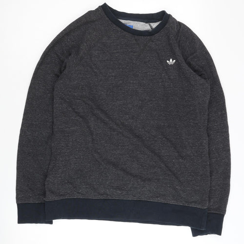 Adidas Men's Grey Crew Neck Logo Sweatshirt M