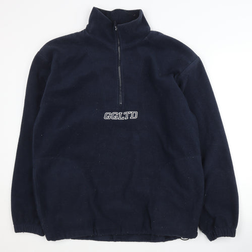 G&G Men's Blue Mock Neck Fleece Sweatshirt Large