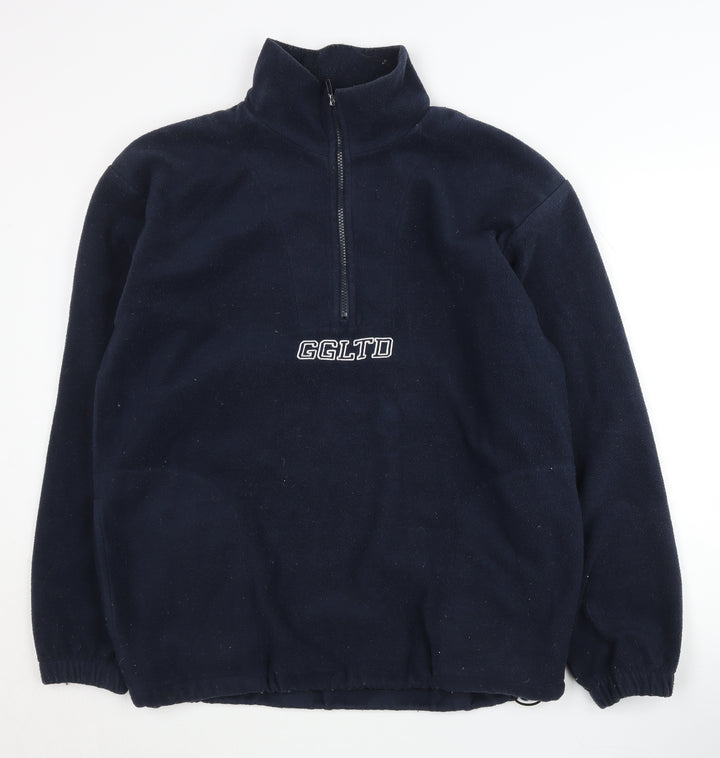 G&G Men's Blue Mock Neck Fleece Sweatshirt Large