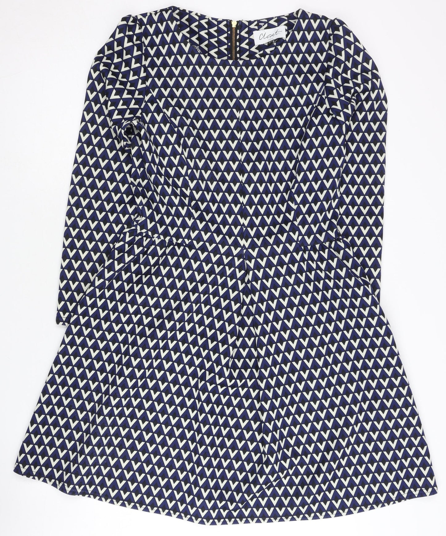 Closet London Women's Blue Geometric Dress Size 12