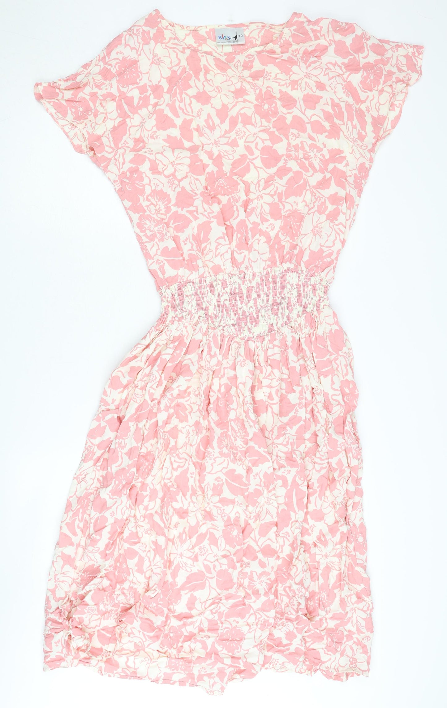 BHS Women's Pink Floral Shift Dress Size 12