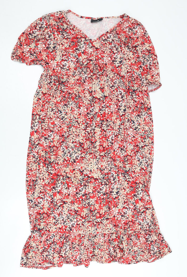 Wallis Women's Red Floral Dress Size 10