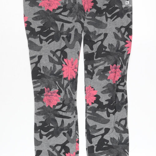 Decathlon Women's Grey 3XS Camouflage Floral Leggings