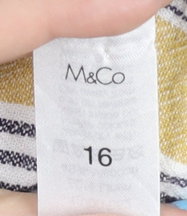M&Co Women's Multicoloured Striped Dress Size 16