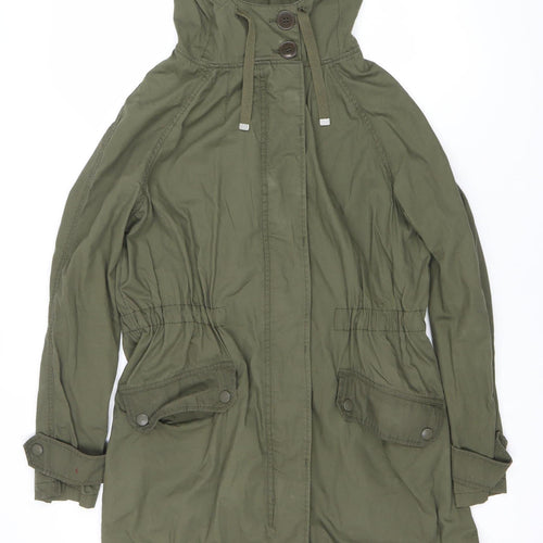 Topshop Women's Green Hooded Jacket Size 10 Casual