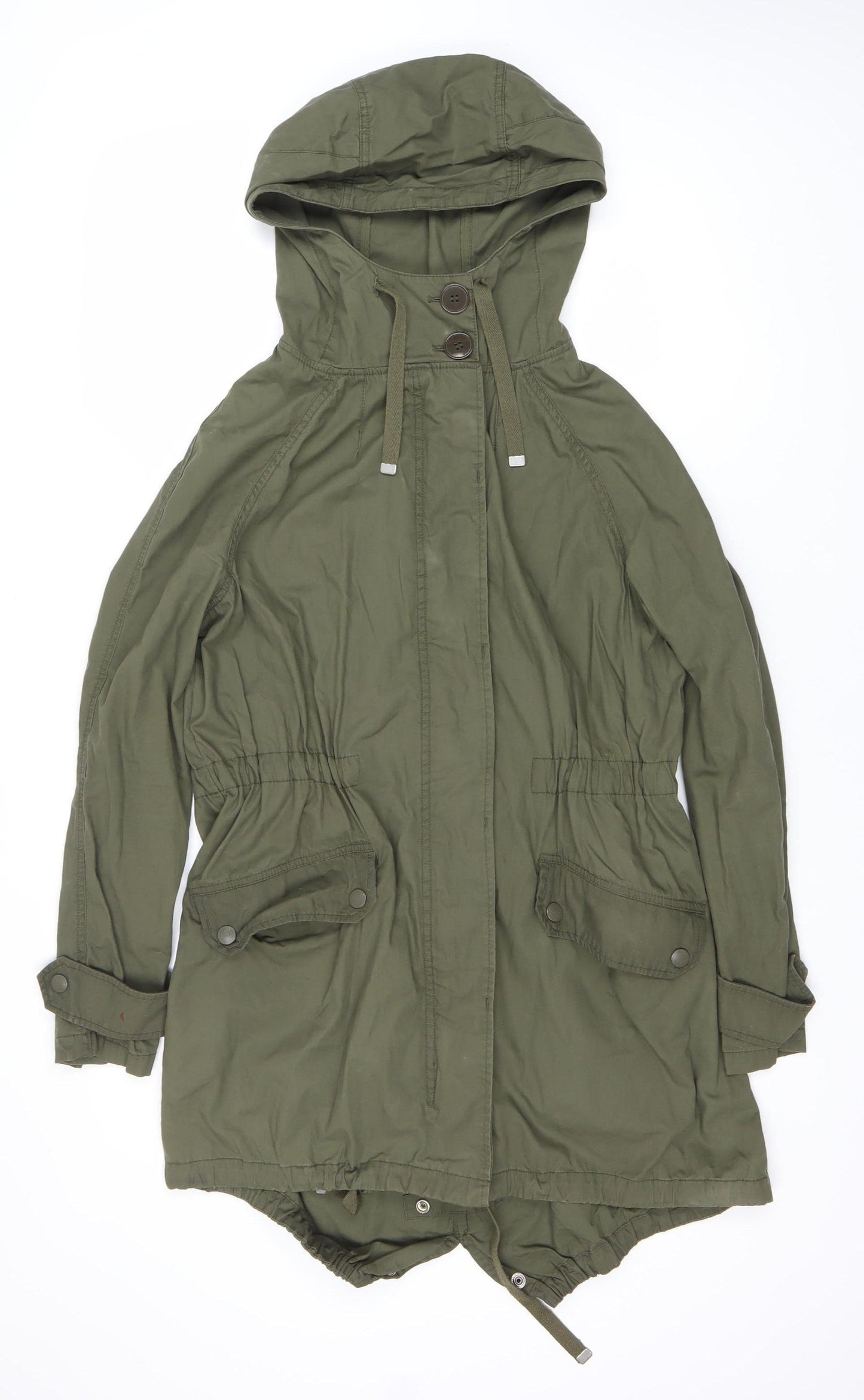 Topshop Women's Green Hooded Jacket Size 10 Casual
