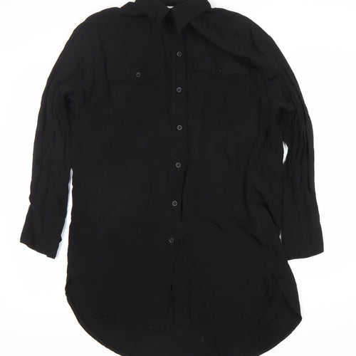 Topshop Women's Black UK 4 Button-Up Shirt
