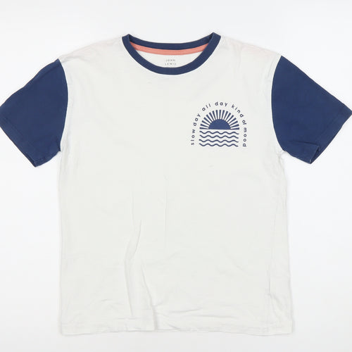 John Lewis Boys' White & Blue Graphic T-Shirt, 12 Years