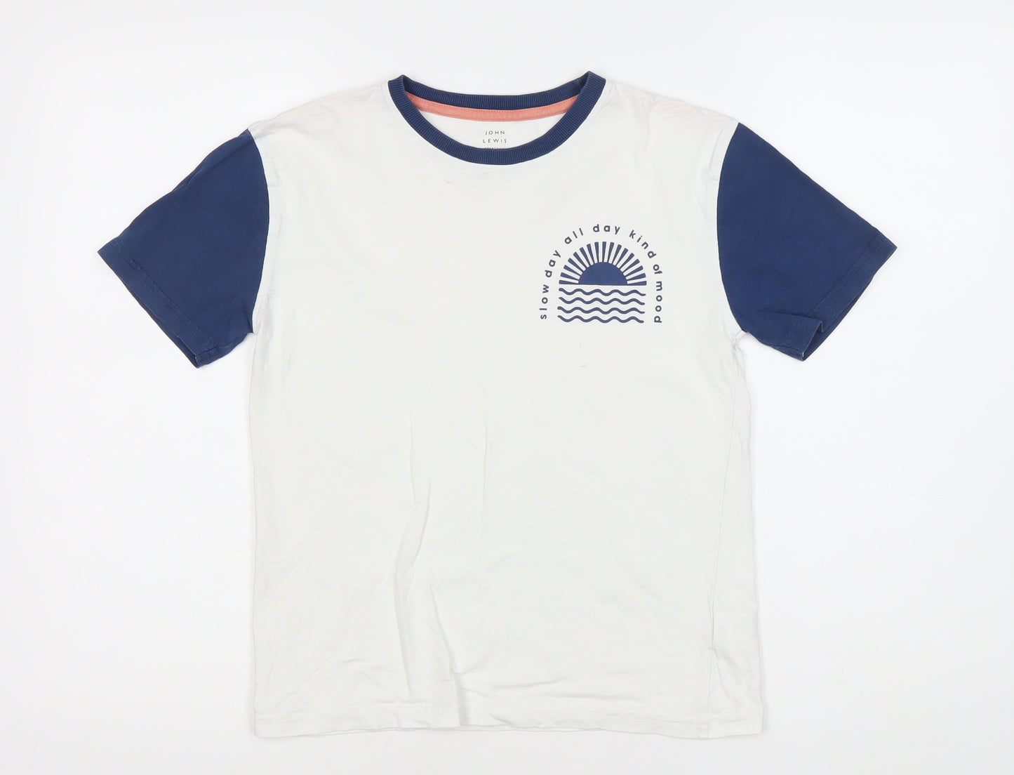 John Lewis Boys' White & Blue Graphic T-Shirt, 12 Years