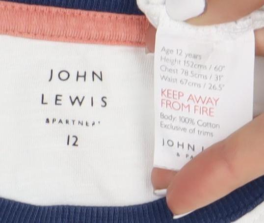 John Lewis Boys' White & Blue Graphic T-Shirt, 12 Years
