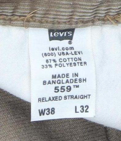 Levi's Men's Brown Corduroy Relaxed Shorts Size 38