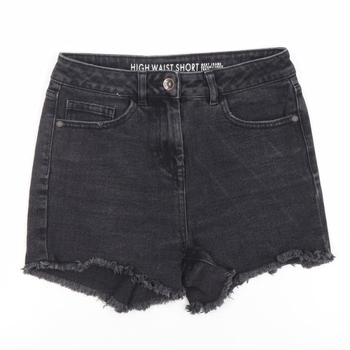 Next Women's Black Cut-Off Denim High Waist Shorts Size 6