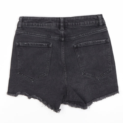 Next Women's Black Cut-Off Denim High Waist Shorts Size 6